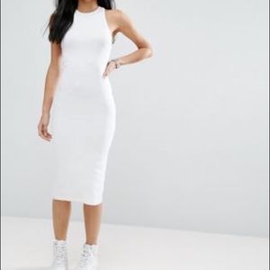 ASOS Column Dress in Rib with Crossback